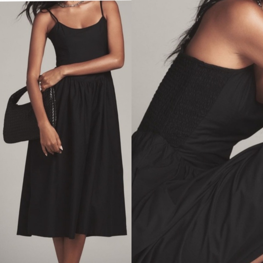 Anthropologie Maeve Sleeveless Square-Neck Drop Waist Midi Dress
